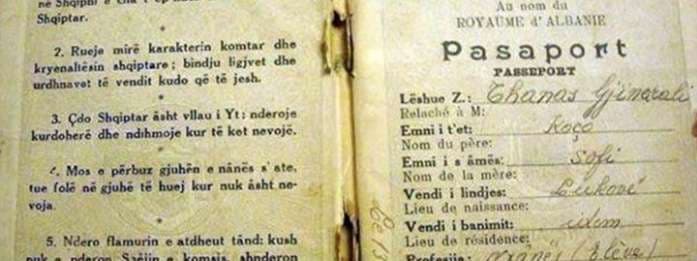 Ja çfarë shkruhej në pasaportë në kohën e Mbretit Zog