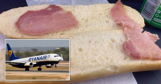 Pagoi 5 euro e gjysmë në aeroplan për një sandviç pothuajse të thatë