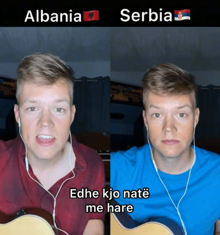Kush këndon më mirë, Shqipëria apo Serbia? Bëhet virale videoja e amerikanit që këndon shqip dhe serbisht (VIDEO)