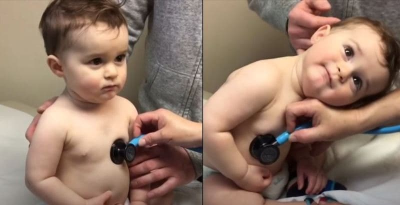 Momente qesharake kur foshnjat takojnë për herë të parë mjekun (VIDEO)