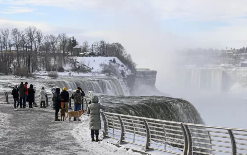 Acari e shndërron ujëvarën Niagara në spektakël dimëror
