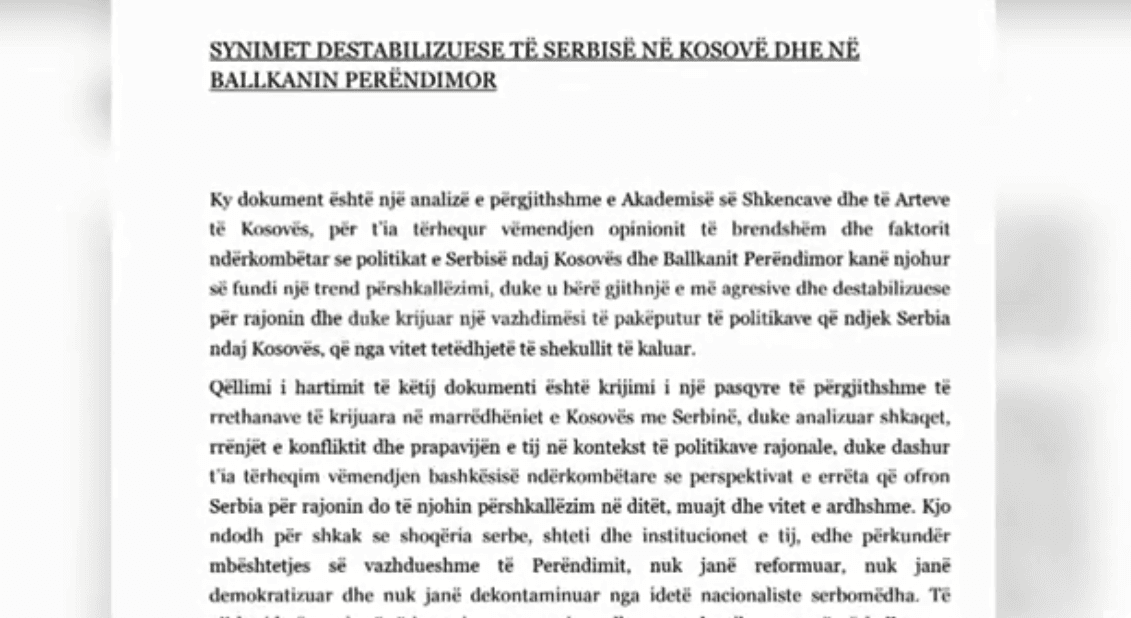 Buxhovi e quan tekst joakademik, dokumentin e Akademisë (VIDEO)