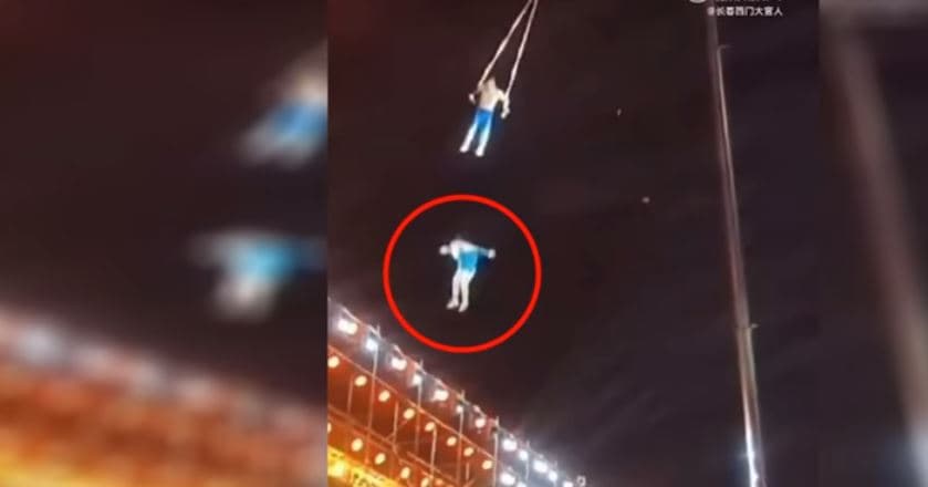 Akrobatja kineze vdiq pasi ra nga lartësia, burri nuk mundi ta shpëtojë (VIDEO)