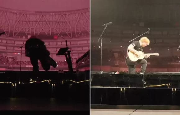 Ed Sheeran rrëzohet në skenë