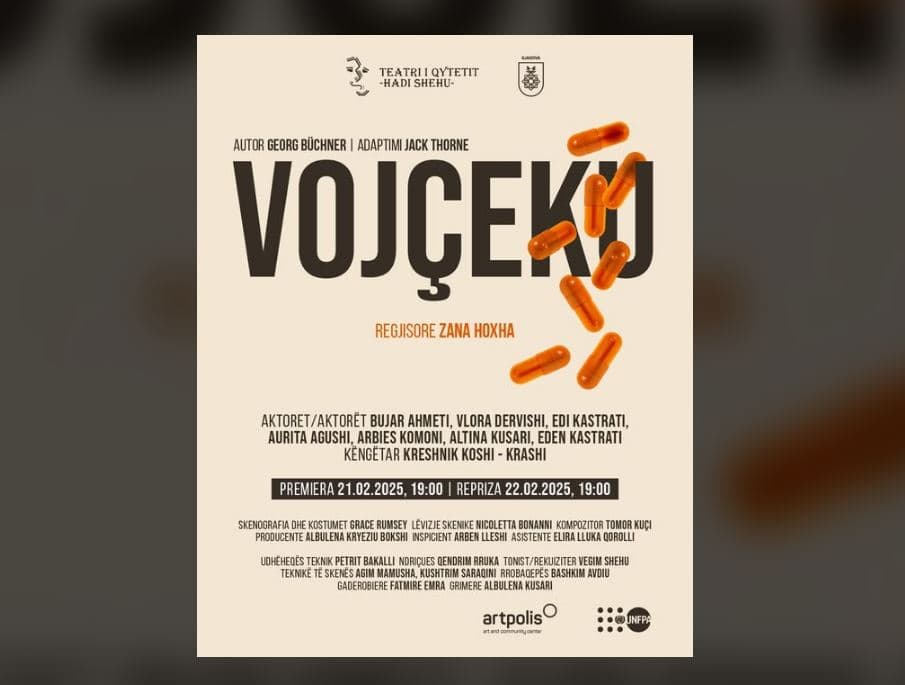 Premiera “Vojçeku” me regji nga Zana Hoxha, sonte në teatrin “Hadi Shehu”