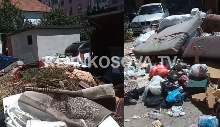 Grumbull i madh mbeturinash afër stacionit policor në Fushë Kosovë – nuk u larguan për muaj të tërë