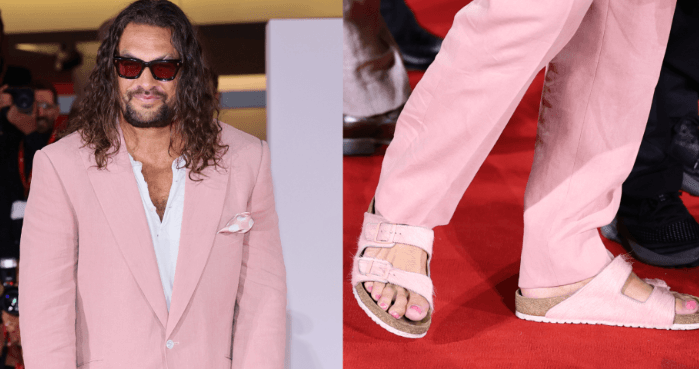 Jason Momoa shfaqet me thonj rozë në Festivalin e Filmit në Venecia