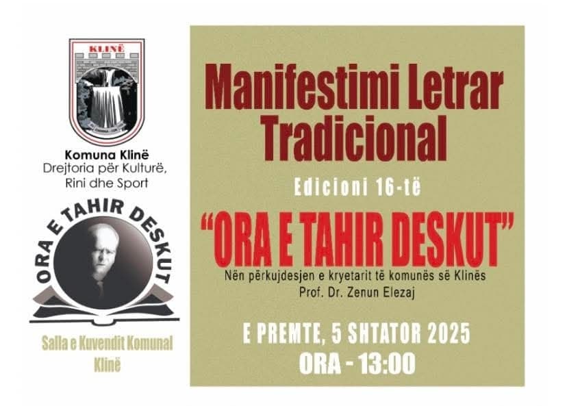 Manifestimi letrar “Ora e Tahir Deskut” mbahet sot në Klinë